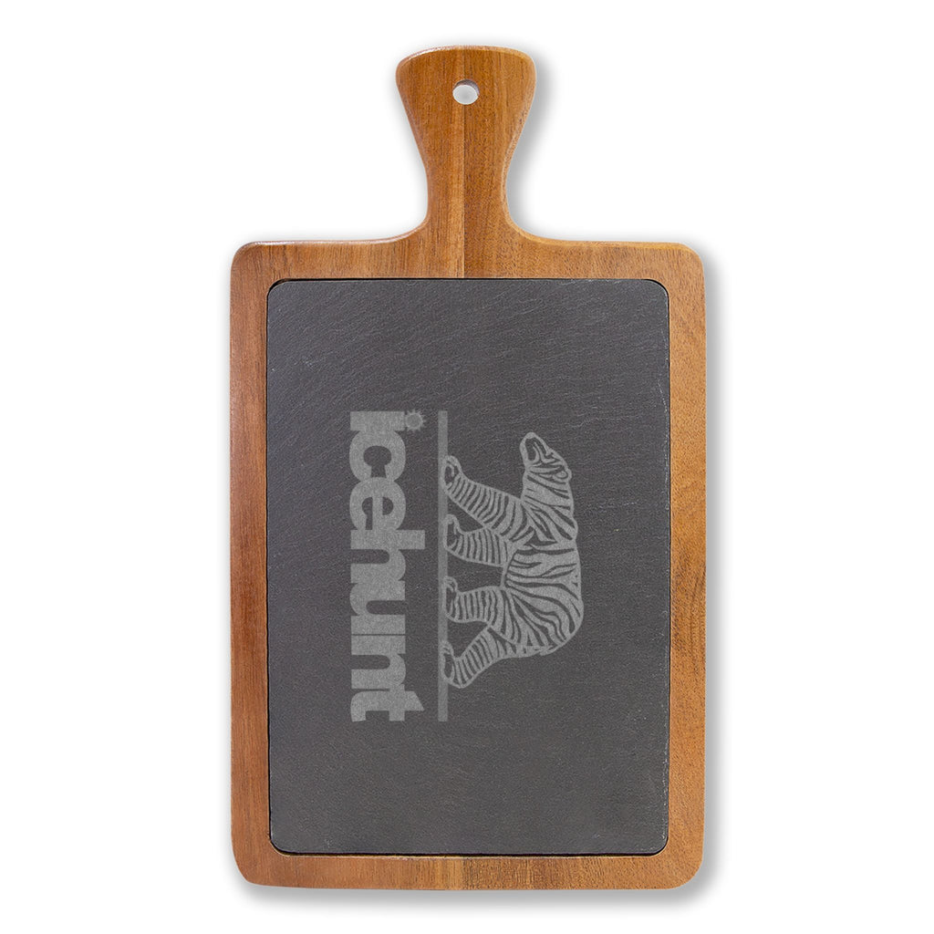 Engraved Slate Charcuterie Board – Polar Bear 'icehunt' Design, Rustic Serving & Cheese Platter
