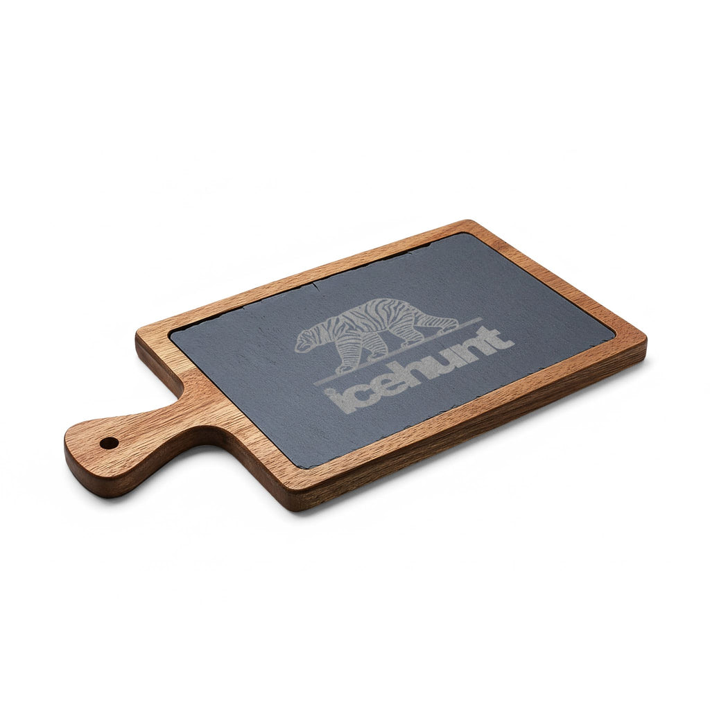 Engraved Slate Charcuterie Board – Polar Bear 'icehunt' Design, Rustic Serving & Cheese Platter